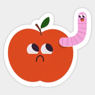 Apple and Worm Friends Sticker